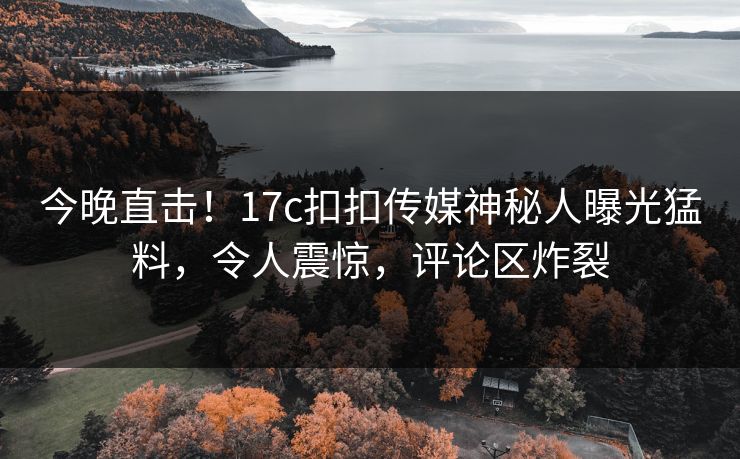 今晚直击！17c扣扣传媒神秘人曝光猛料，令人震惊，评论区炸裂
