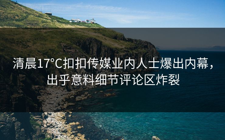 清晨17°C扣扣传媒业内人士爆出内幕，出乎意料细节评论区炸裂