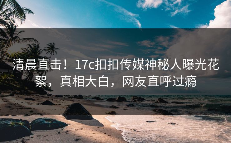 清晨直击！17c扣扣传媒神秘人曝光花絮，真相大白，网友直呼过瘾