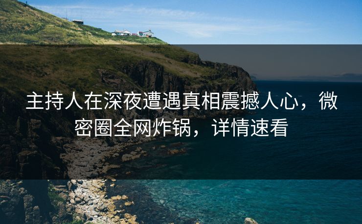 主持人在深夜遭遇真相震撼人心，微密圈全网炸锅，详情速看